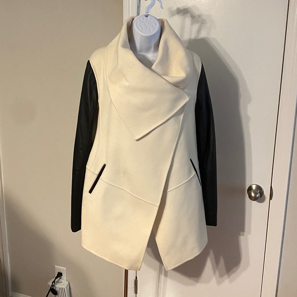 Mackage Wool Coat with Lambskin Sleeves